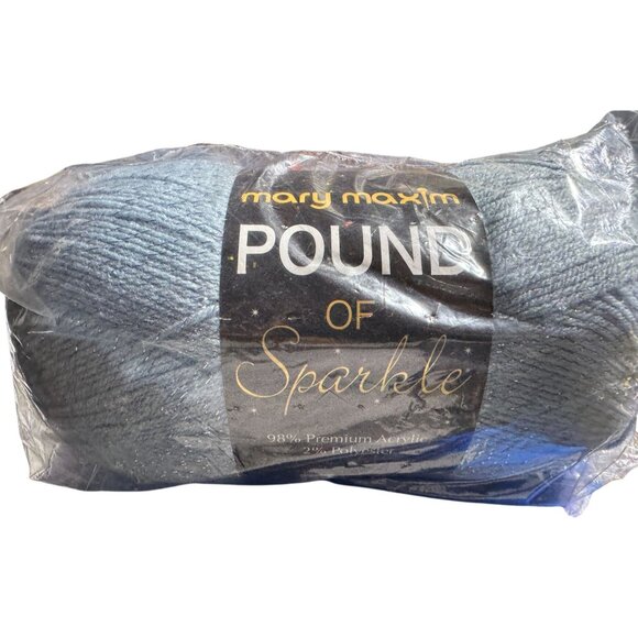 Mary Maxim Pound Of Sparkle Yarn 98% Acrylic 2% Polyester Light Blue - Picture 1 of 1